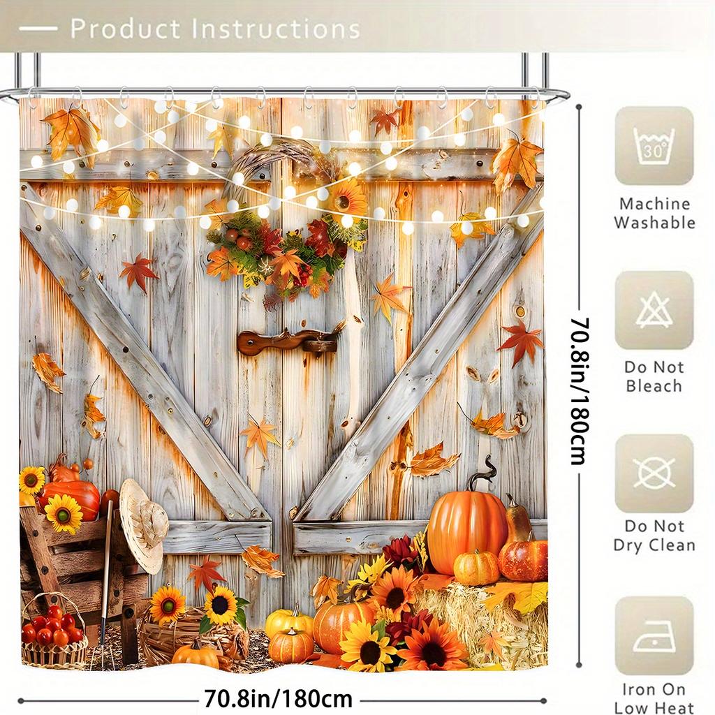 4 шт. роскошные блочные наборы занавесок для душа с тыквой, водонепроницаемые для ванной комнаты, нескользящие коврики для ванной комнаты, крышка для унитаза, коврик для ванной, набор для ванной комнаты