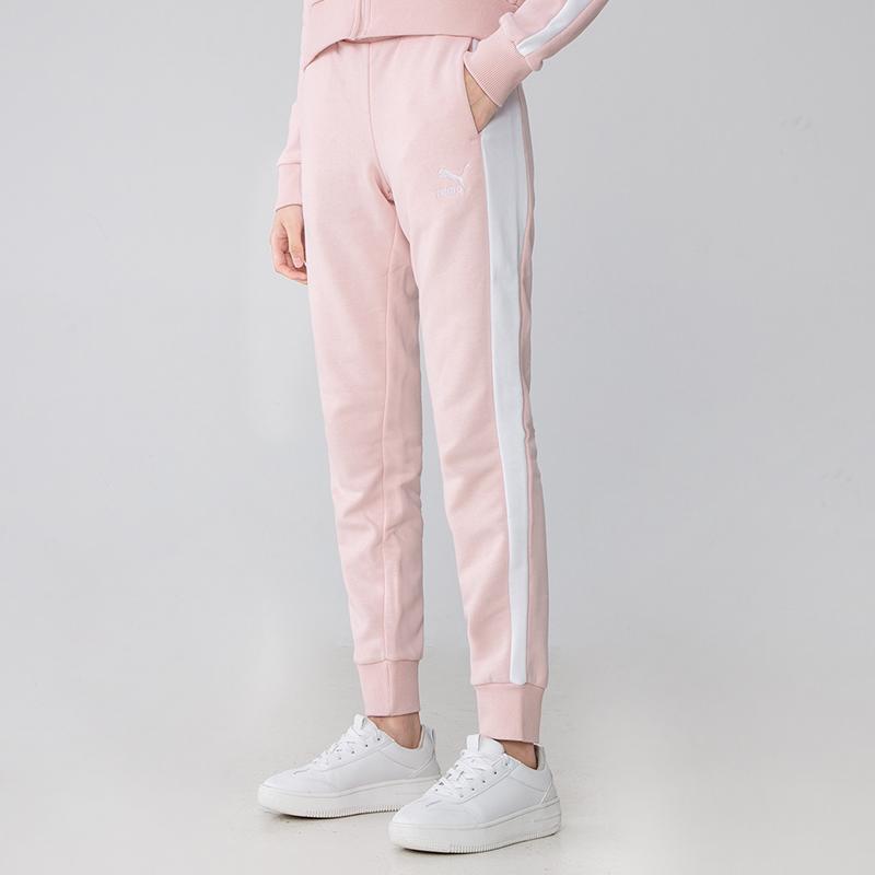 Puma Повседневные ретро спортивные дышащие женские спортивные штаны с манжетами розовые 531418-36