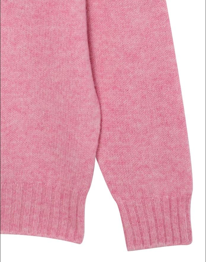 HAZZYS [25Fw] [Shetland Wool] Pink Melange Shaggy Dog Crewneck Knit