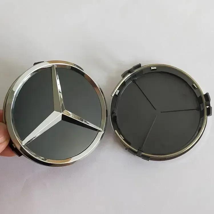 2025 Hot 4 Pieces/Set 75mm For Mercedes Benz AMG W203 W206 W220 W205 W211 W212 Car Wheel Center Hub Caps Benz Emblem Tire Rim Co