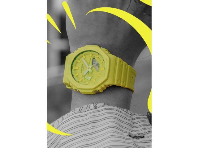 Casio G-SHOCK GA-2100-9A9JF One Tone Series Аналоговые цифровые часы Желтые 45.4 мм
