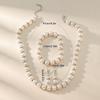Abs Pearl Jewelry Necklace Earrings Bracelet Set Women'S Necklace Earrings Bracelet Three-Piece Set For Mom Gift Accessories