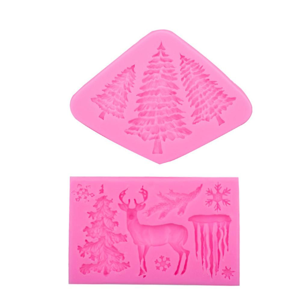 Формы из силиконовой смолы, новогодняя елка, листья, олень, форма для помадки, инструменты, кухонные принадлежности для выпечки