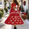 Halloween Women's Christmas Print Midi Dress A Line Dress Vacation Casual Daily Regular Fit  Long Sleeve V Neck Black  Spring Fall