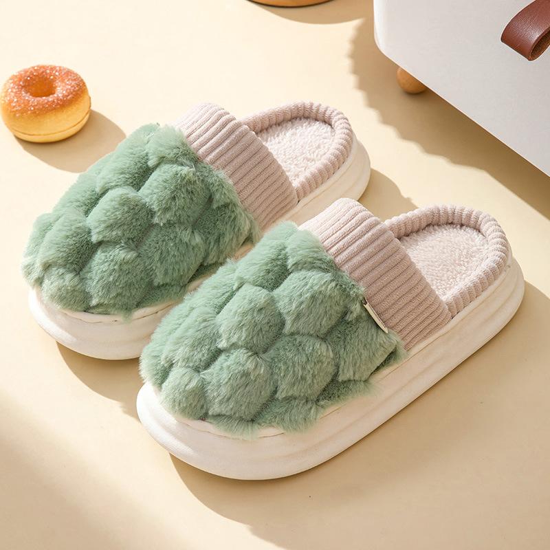 Новые осенние и зимние тапочки из хлопка на толстой подошве, женские домашние нескользящие утолщенные парные плюшевые тапочки из хлопка