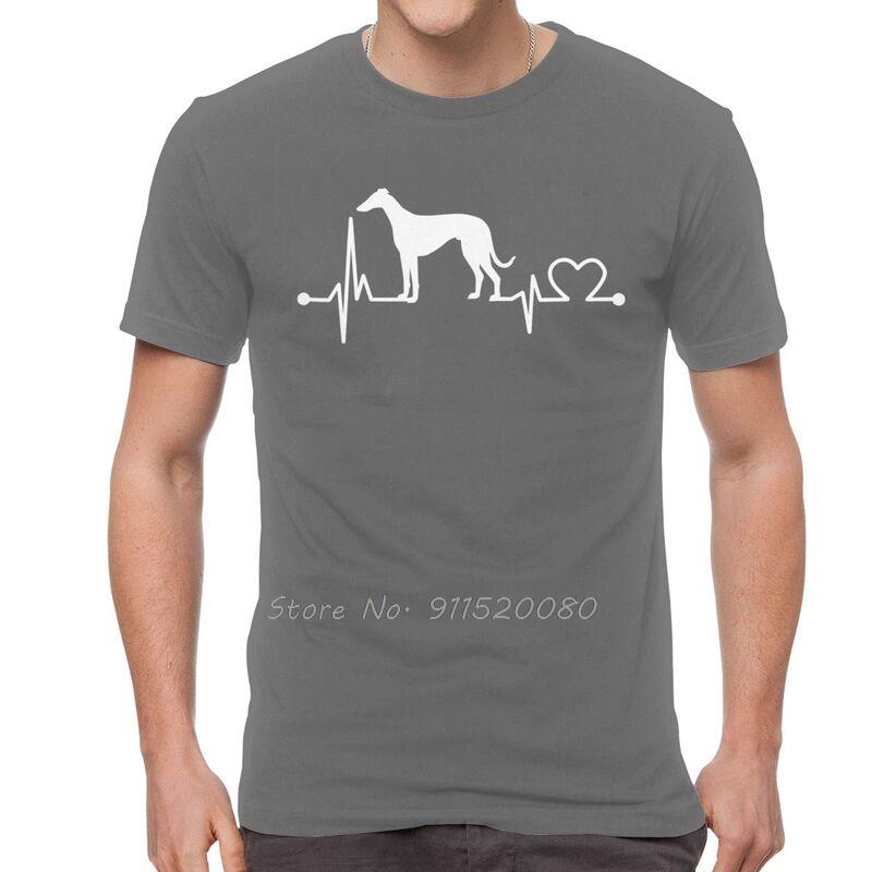 Greyhound Heartbeat T Shirts Men Cotton Tshirt Funny Love Dog Pet Tee Tops Streetwear Harajuku Tshirt Gift