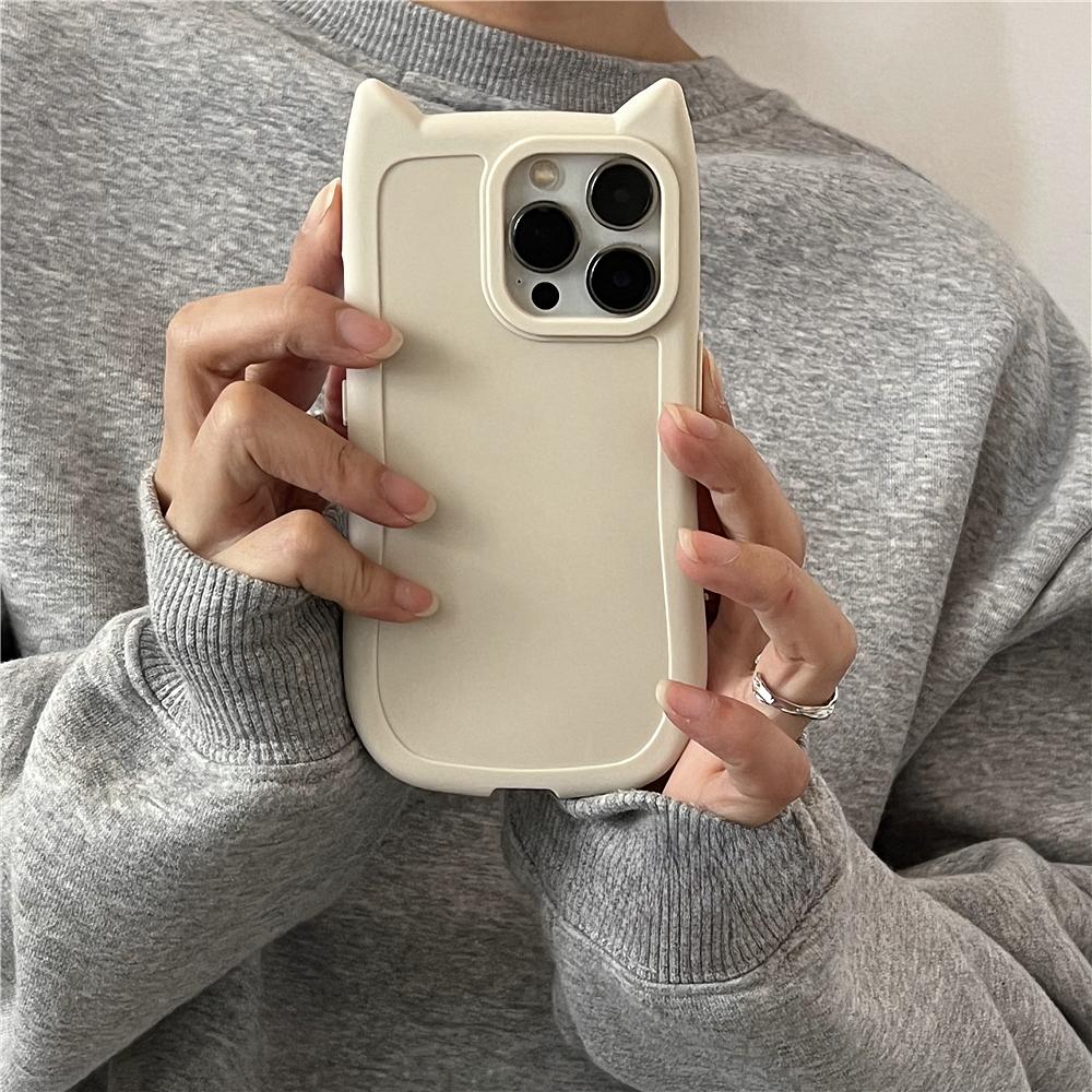 Милый чехол для телефона CartoonGirly с кошачьими ушками для iPhone 16 15 14 13 12 Pro Max XS 7 8 XR X Plus