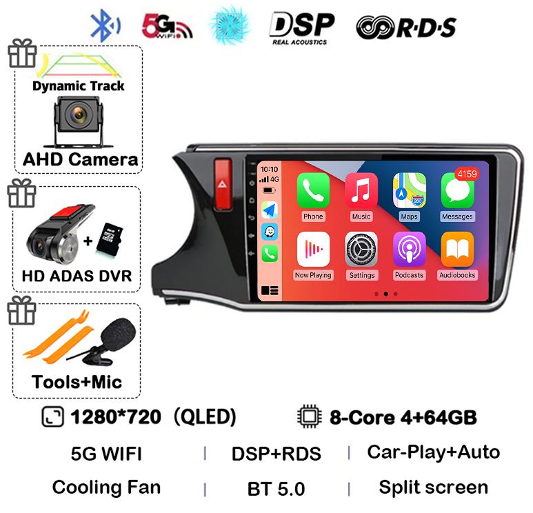 Android 14 Carplay Auto For Honda CITY 2014 2015 2016 2017 2018 2019 Car Radio Multimedia Stereo Player Navigation GPS 4G+WIFI