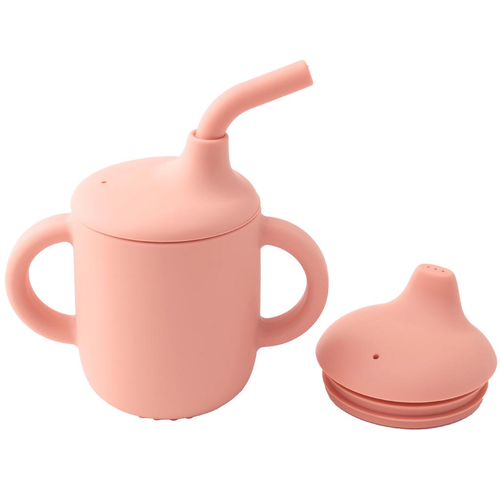 Color Kids 1PCS Silicone Straw Cup With Two Lids BPA Free Leakproof Portable Snack Container Drinking Cup Feeding Essentials