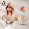 Смешанный светло-русый и розовый парик, длинные волнистые парики с челкой для женщин, синтетический парик, косплей, повседневные термостойкие волосы
