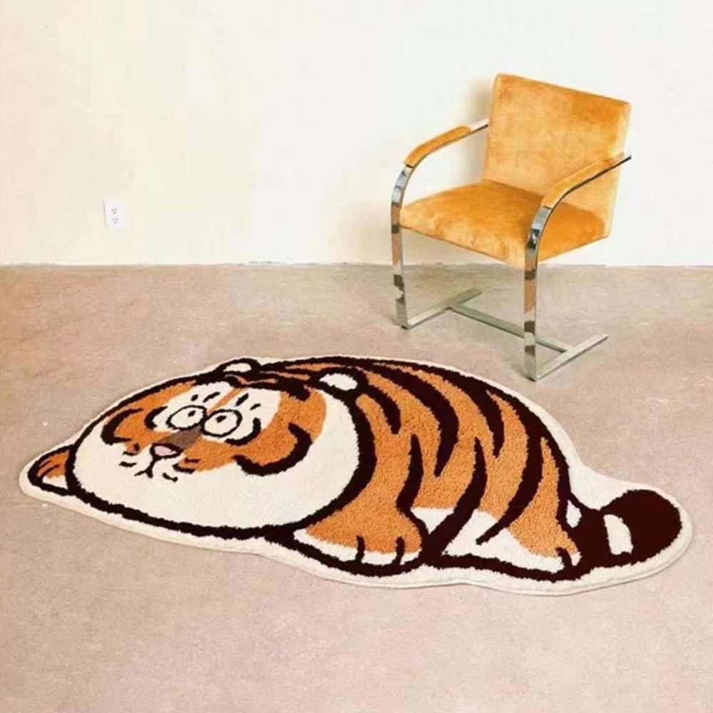 Thick Furry Carpets Cartoon Entrance Mat Toilet Mat Tiger Carpet  Living Room