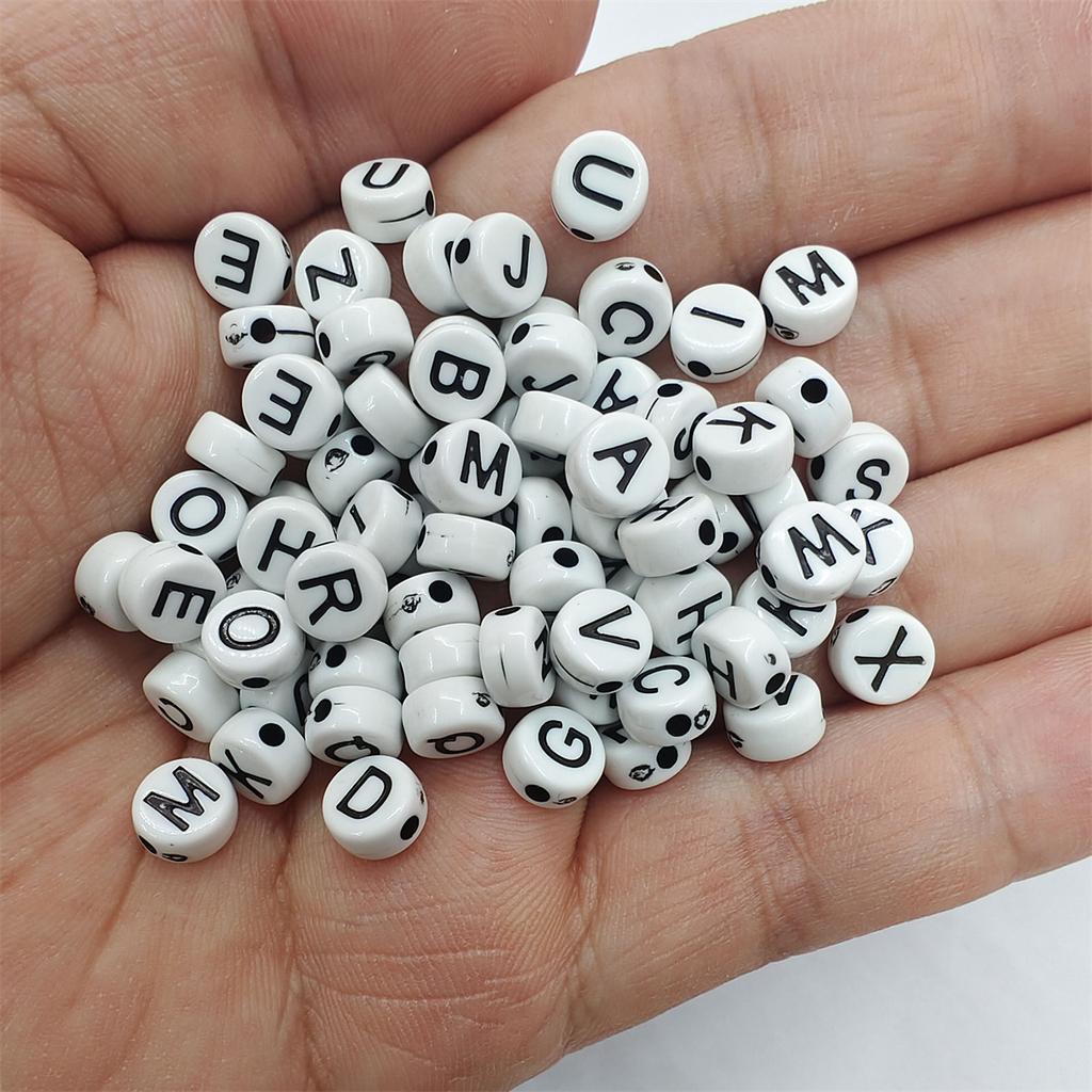 100Pcs Letter Jewelry Accessories Mixed Color Flat Bead Acrylic Loose Beads Square Bead New High-quality