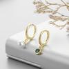 Серьги-кольца из стерлингового серебра 925 пробы с зеленым цирконом для женщин, маленькие серьги-кольца, ювелирные изделия, подарки