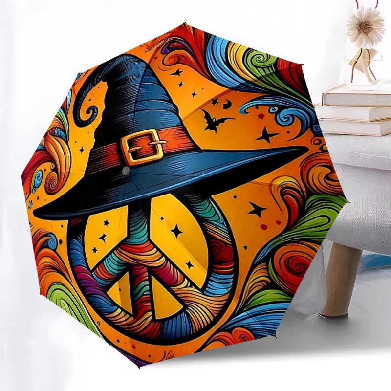 1pc Stained Glass Tree of Life Auto Open Close Umbrella, Portable Folding Design with 8 Bones Iron Frame, Outdoor Umbrella for Fans, Travelers, Daily