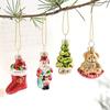 9 Pcs Christmas Ornaments Mini Resin Bear Tree Snowman Santa Xmas Tree Hanging Decoration for Winter Home Party Decor