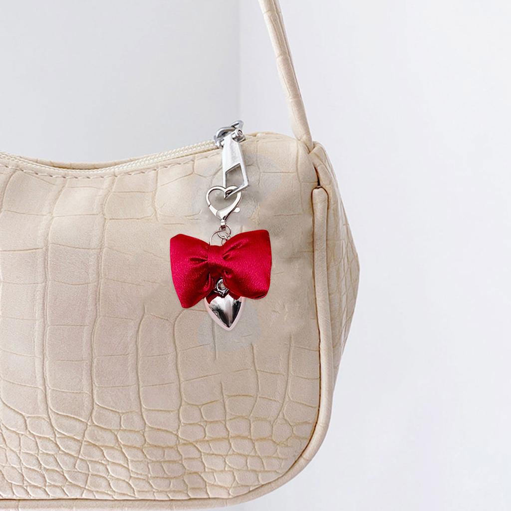 Elegant Bowknot Charm Keychain Elegant Heart and Bowknot Keyring with Accent Handbag Decoration for Women Girls