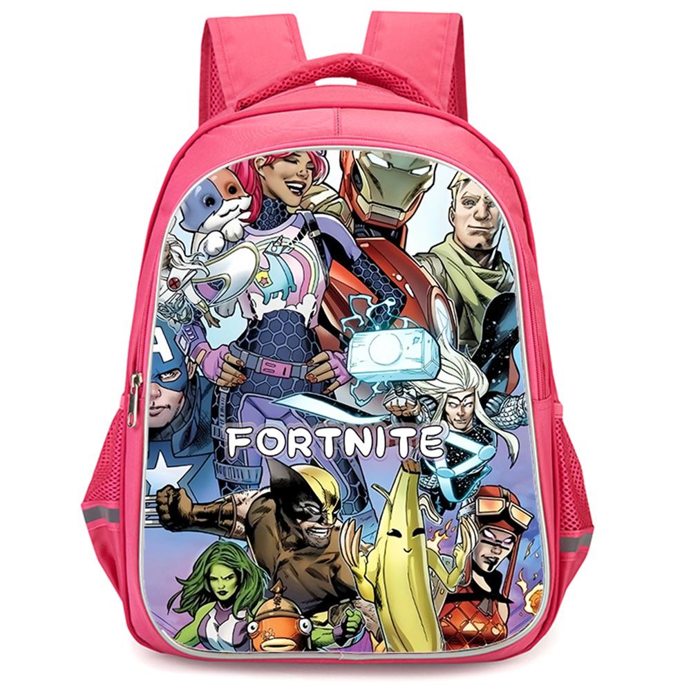 Мультяшный рюкзак для школьников FORTNITE, двойные карманы на молнии, легкий прочный 16-дюймовый детский рюкзак, для мальчиков и девочек от 6 до 12 лет