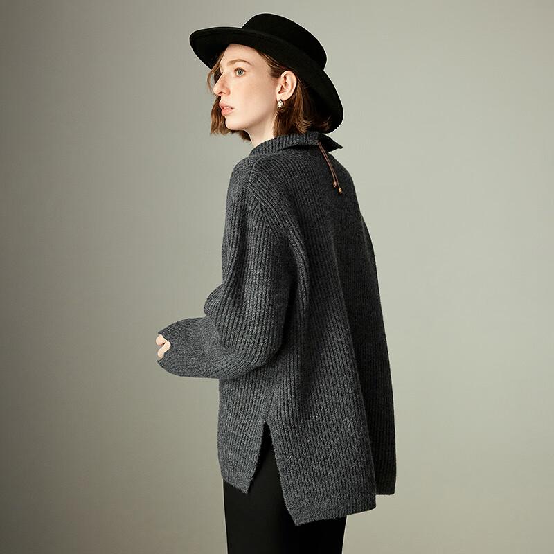 Chuyu Women's Chunky Knit Relaxed Fit Split Back Collar Sweater