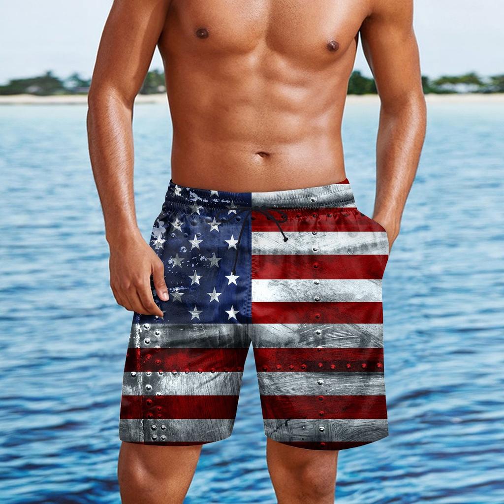 Мужские повседневные модные шорты с принтом в честь Дня независимости, мужские свободные дышащие шорты с принтом
