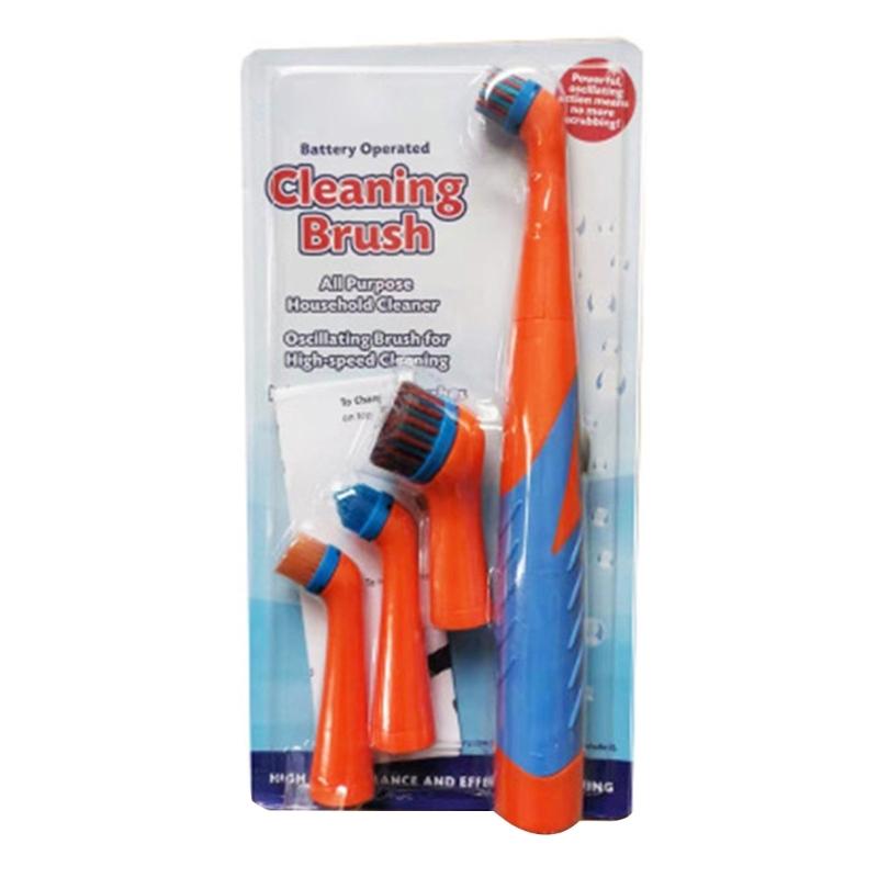 Электрическая чистящая щетка-скрабер с 4 насадками для домашней ванны, плитки, пола