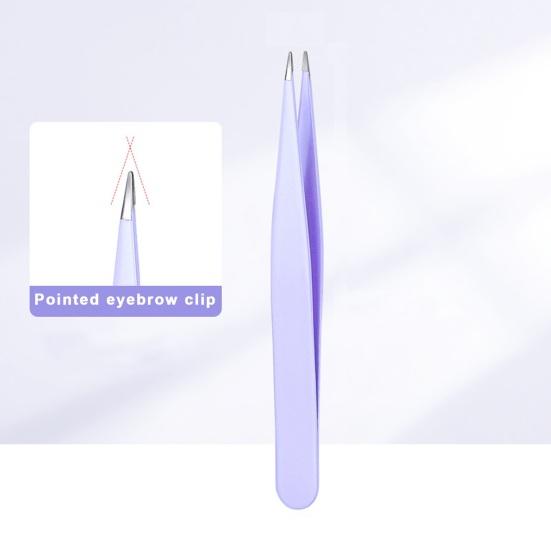 4 шт., пинцет для бровей из нержавеющей стали с чехлом из искусственной кожи, плоский косой кончик, прецизионный пинцет для лица, бровей, волос в носу, женский инструмент для макияжа