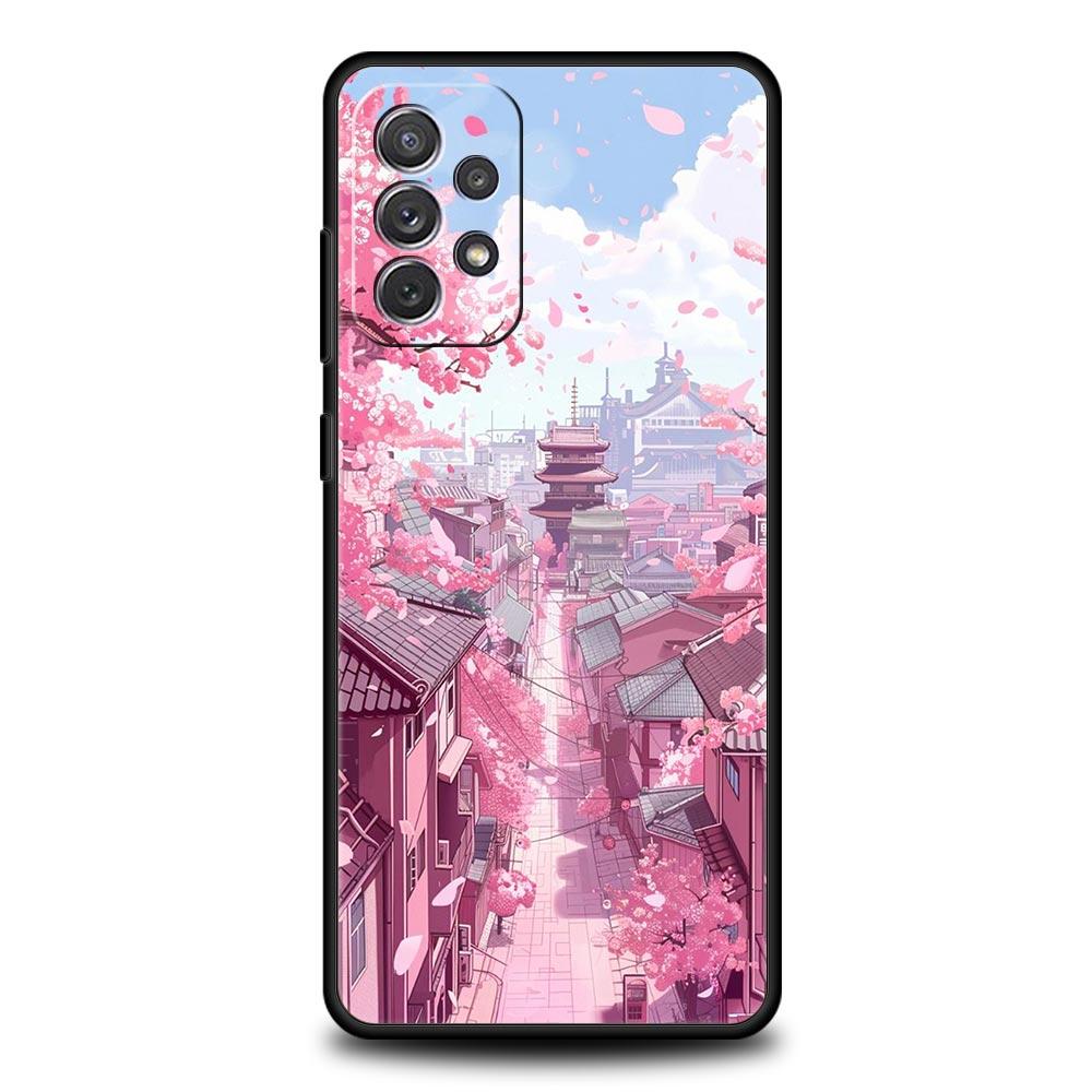Розовый чехол с цветами сакуры для Samsung Galaxy A17 A07 A55 A35 A25 A15 A05 A33 A31 A21s A13 A41 A73 A53 A51 A71