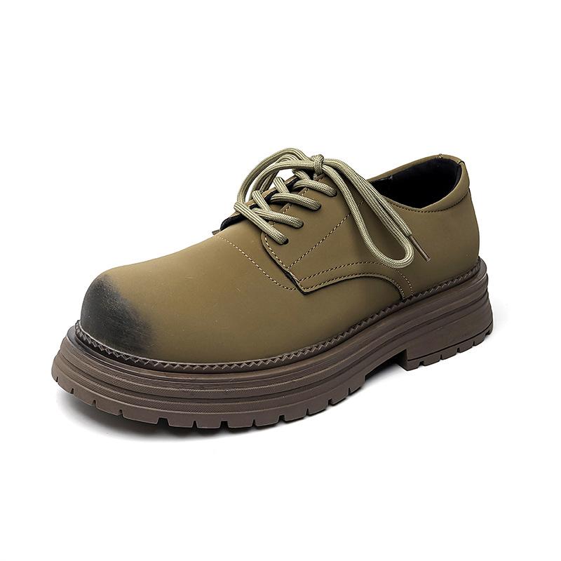 Derby Shoes Men's High-end Men's Martin Boots Low-top Leather Shoes Platform-soled Heightening Shoes Retro Big Head Shoes 24342-R