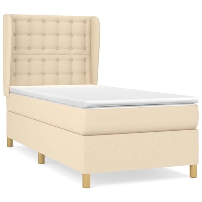 Maison Exclusive - Sommier à lattes de lit et matelas Crème 90x190 cm Tissu