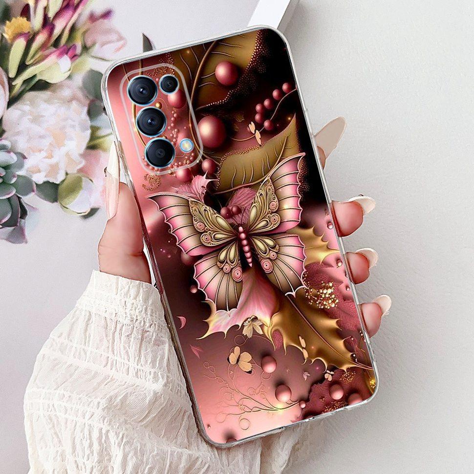 For Oppo Reno5 5G Case Stylish Flower Butterfly Soft Silicone Case For Oppo Reno5 Reno 5 K 5K Cases CPH2145 Cover Coque Bumper