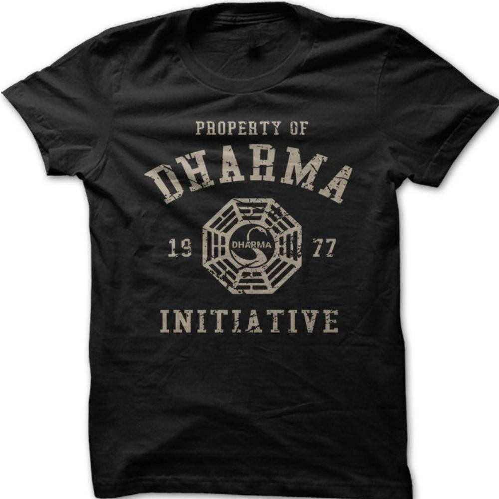 Dharmas Initiative 1977 Lost Tv Show Printed Tshirt Cotton Round Neck Short Sleeve Regular Fit Comfort Casual Tops
