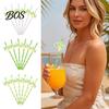 Multi-person Party Straws 20Pcs Disposable Paper Straws, Hawaiian Palm Tree Drink Cocktail Green Coconut Summer Decor Virgin Wood Pulp