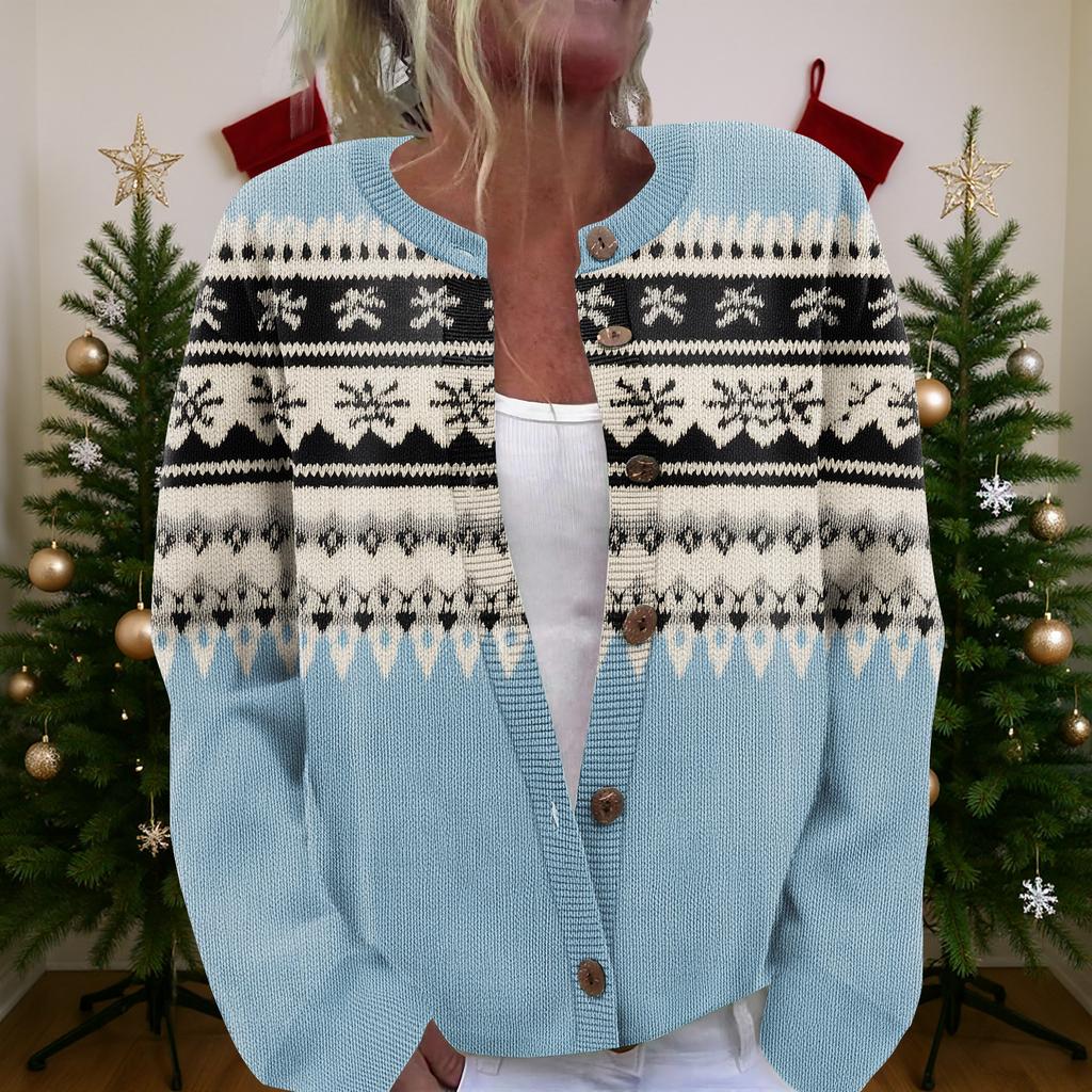 Женский рождественский свитер Милый забавный рождественский свитер Осень и зима Свитер с длинным рукавом вязаный