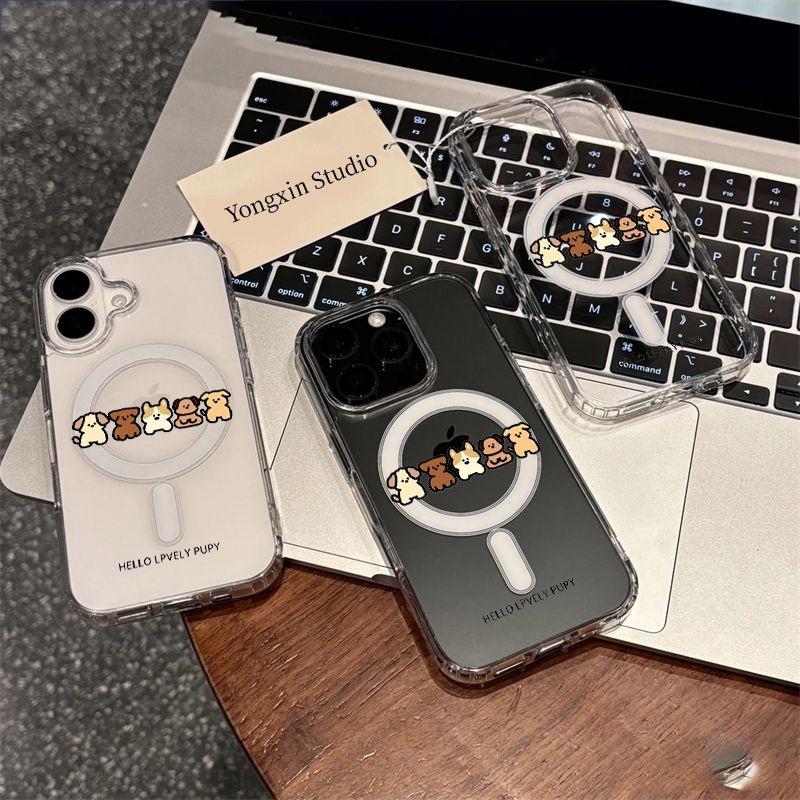 Мультяшный акриловый чехол для телефона Apple iPhone 11, 12, 13 Pro, 14, 15, 16, 17 Pro Max - Дизайн «Пять щенков»