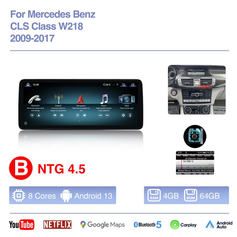 12,8-дюймовая автомагнитола для Mercedes-Benz CLS-класса W218 2009-2017, мультимедийный проигрыватель, GPS-навигация, Android13 Auto, Carplay, 4G, камера 360
