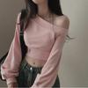 Harajuku Women Irregular Off Shoulder Hoodies Long Sleeve Sexy Crop Tops Y2k Streetwear Pullovers Sweatshirt 2024 Autumn Winter