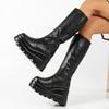 New Outdoor Gothic Shoes for Women Winter Platform Round Toe Zipper Women Ankle Boots Thick Sole Fashion Knee High Boots Women
