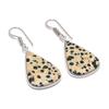 Серьги из стерлингового серебра 925 пробы с натуральным далматинским яшмовым драгоценным камнем 1,77 дюйма i6D92