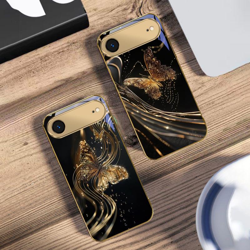 The Golden Butterfly For IPhone 17Pro Max 16 17 Pro 15 Pro 14 13 Plus 12 Mini 11Pro Max XR 16E 17Air Golden glass phone case