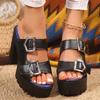 Модные женские босоножки на высоком каблуке Летняя платформа Модные простые шлепанцы Женская пряжка с высоким каблуком Открытые босоножки Женская обувь