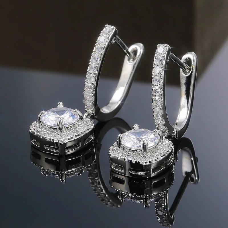 Wedding Sterling Eternity Earrings for Women, Sparkling Cubic Zirconia Elegant, Women's Accessories, Classic Jewelry
