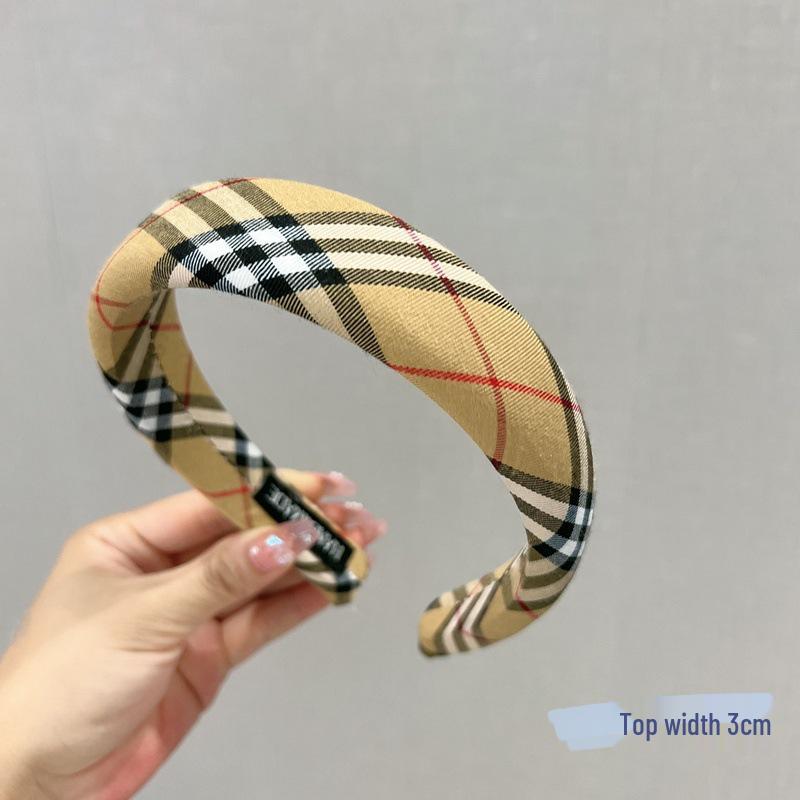 Классическая британская клетчатая повязка на голову с губкой: Ретро Преппи Высокая Тулья