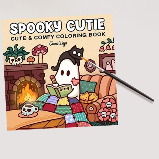 Cartoon Coloring Book Single-Sided Pages Spooky Design Adults Teens Relaxation Coloring Page Illustrations