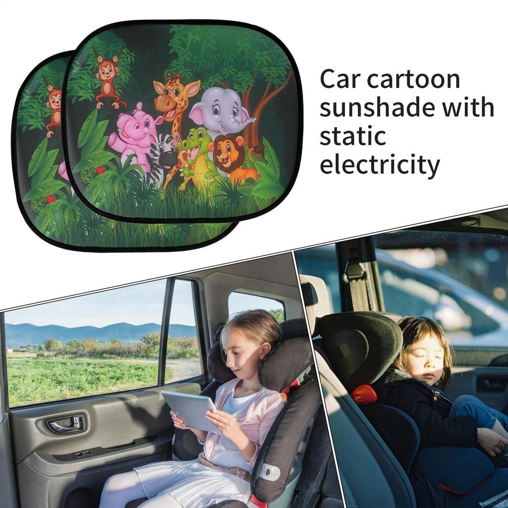 Наклейки на окна автомобиля на статической основе для блокировки УФ-лучей, мультяшные, блокирующие блики, сетчатая защита, электростатические