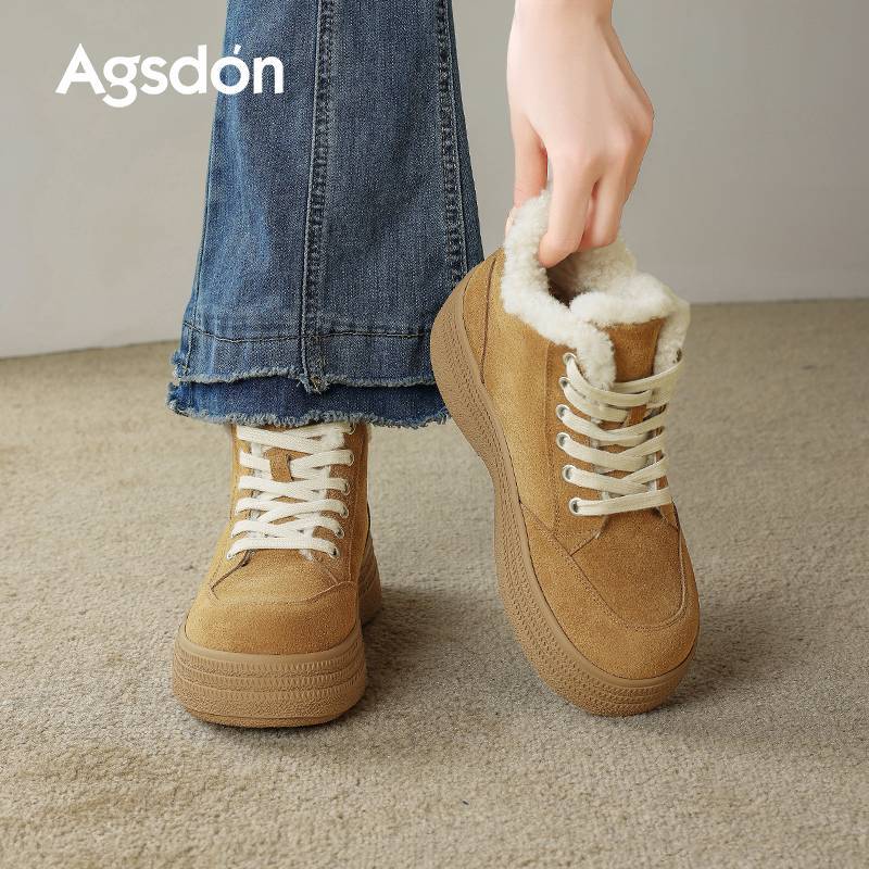 Августин женские зимние сапоги 2025 новая зима на меху утолщенные хлопковые туфли на платформе повседневные спортивные пушистые короткие сапоги