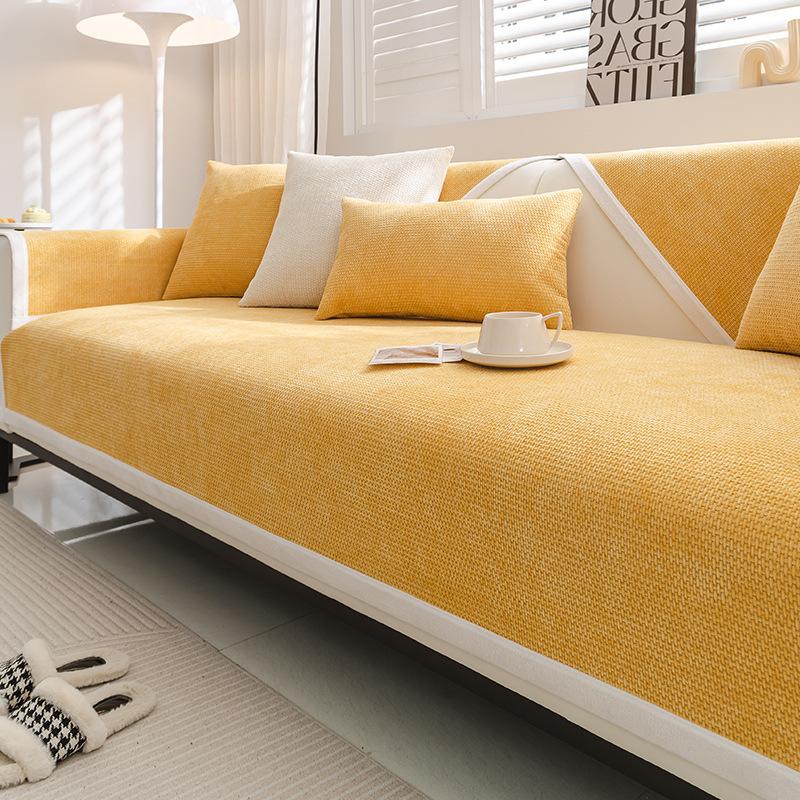 Nordic Minimalist Style Sofa Cushion Solid Color Chenille Sofa Suit Non-Slip Stain-Resistant Sofa Cover Towel Four Seasons Universal