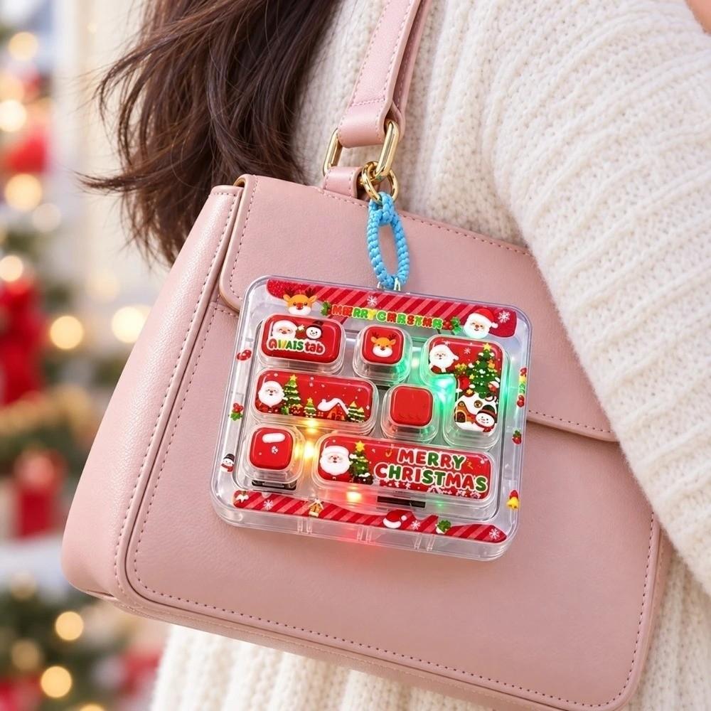 Transparent Dual-Tone Decompression Button Toy 17-Key Keyboard Keychain Desktop Decoration
