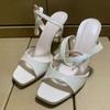 Элегантные Белые Супер Высокие Каблуки Женские Современные Сандалии Дизайн с Открытым Носком Ремешок на Щиколотке Офисная Леди Слингбэки Бренд Летняя Женская Обувь