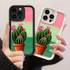 JT108 Картина с кактусом и розовыми цветами для iPhone 17 16 15 Pro Max Samsung S26 S25 S24 Ultra A17 A16 A07 A56 Xiaomi 15T Redmi 15c 14C Мягкий чехол из ТПУ