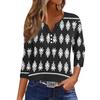 Жен. Футболка Футболка С принтом Пуговицы Рукав 3/4 Повседневные Выходные Мода Классический Классический V-образный вырез Обычный Верх