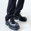 Черные мужские ботинки челси с квадратным носком и толстой подошвой на осень и зиму для мужчин и женщин, новые кожаные короткие ботинки 35-45